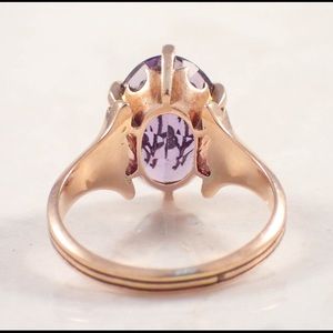 14kt yellow gold amethyst and diamond flower ring